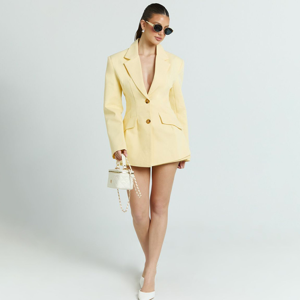 Women'S Elegant Formal Wear - Light Yellow Women's 2Pic Suit Set