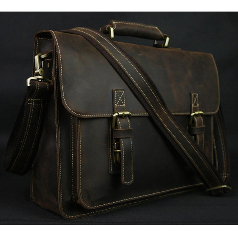 Structured Handbag Work - Vintage Crazy Horse Genuine Leather Men