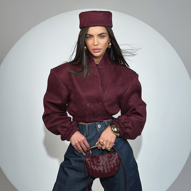 Formal Winter Wear Women Jacket - Burgundy Women Suit 1 Piece Short