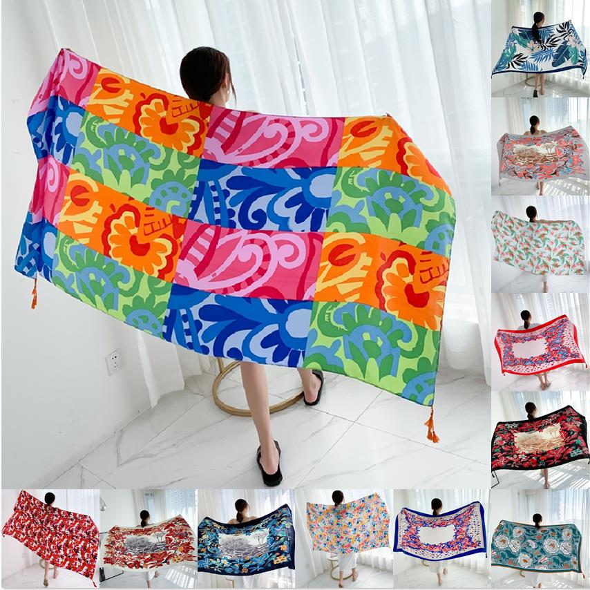Young Women'S Formal Wear - 90x185cm Cotton Linen Print Summer Beach