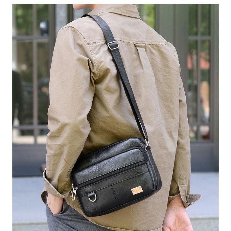Leather Men's Sling Bag Messen - Structured Handbag Work recension och pris