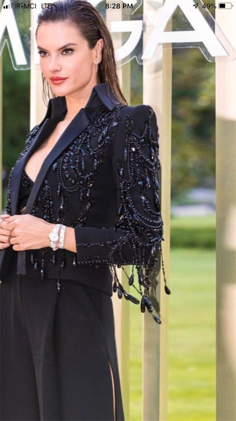Black Crystals Women Suits Set - Women Formal Wear With Black Blazer recension och pris