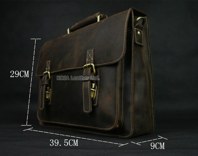 Vintage Crazy Horse Genuine Le - Structured Handbag Work recension och pris