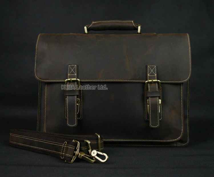 Vintage Crazy Horse Genuine Le - Structured Handbag Work recension och pris