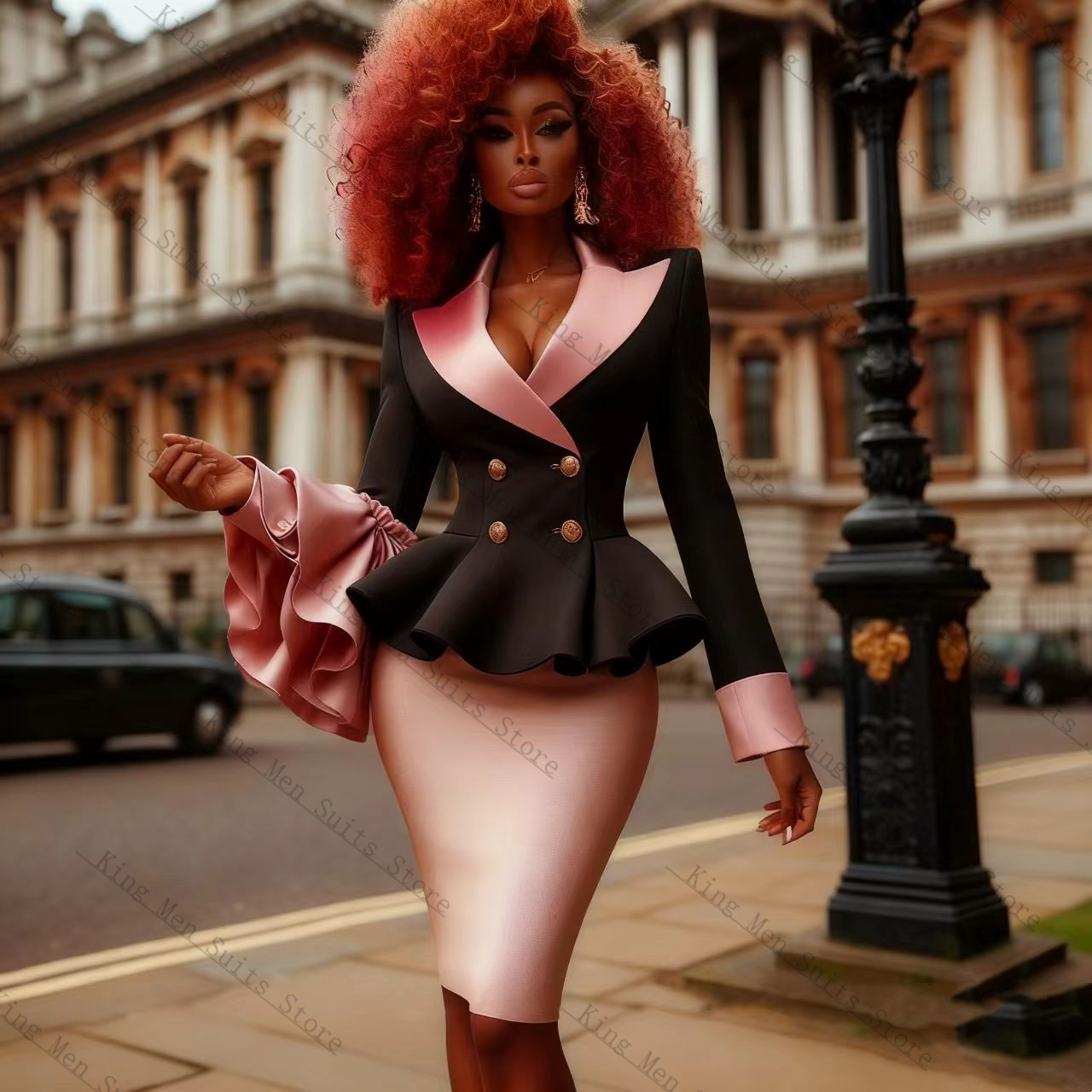 Black Pink Women Suit Set 2 Pc - Women Formal Wear With Black Blazer recension och pris