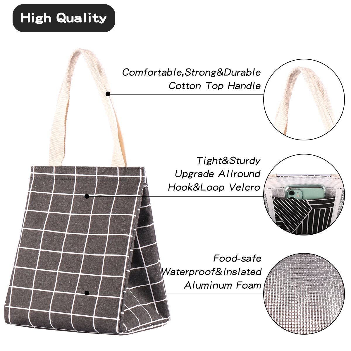 Lunch Bag Women Men Cooler Bag - Structured Handbag Work recension och pris