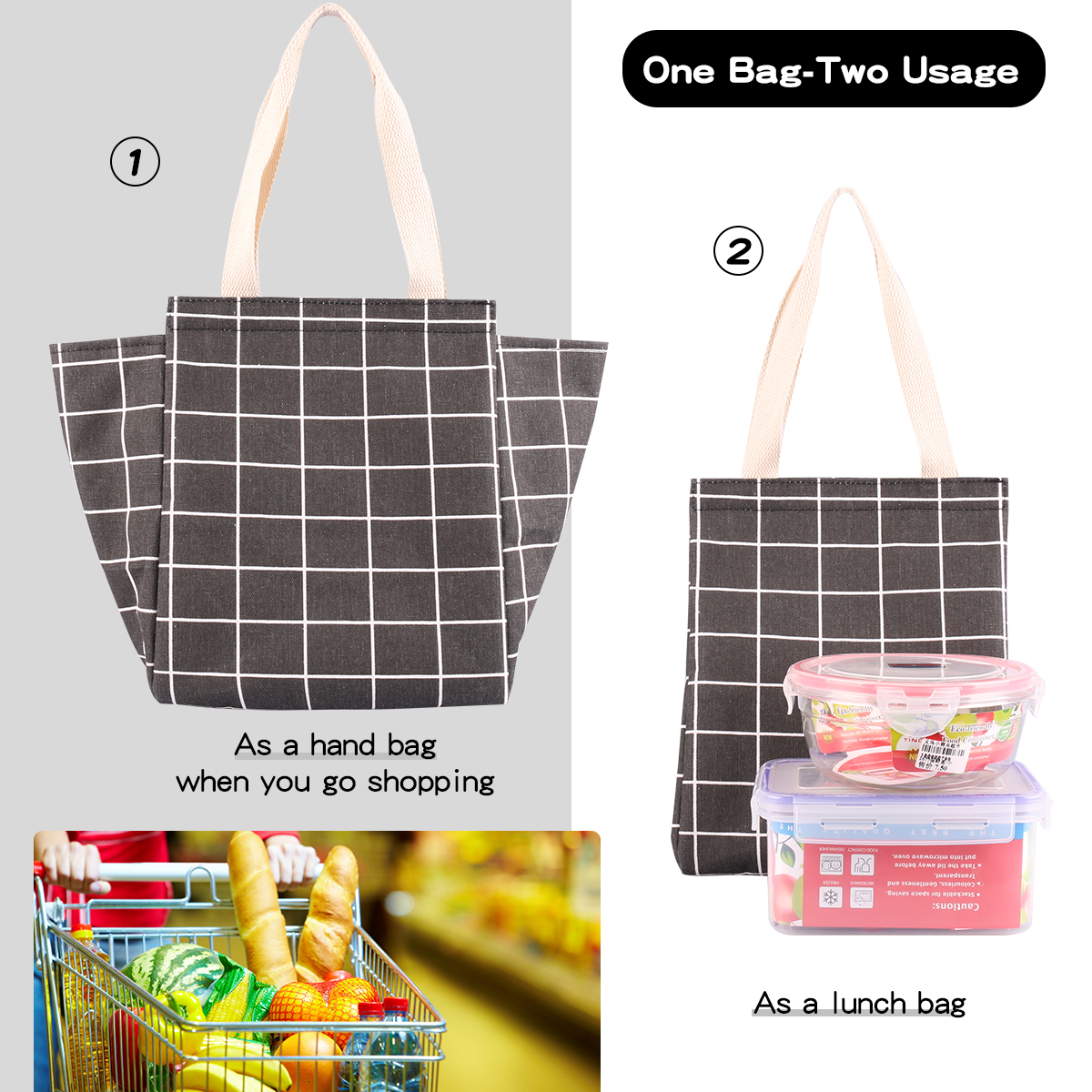 Lunch Bag Women Men Cooler Bag - Structured Handbag Work recension och pris