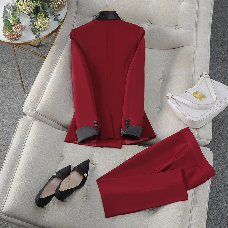 Elegant Red Black Women Pant S - Women Formal Wear With Black Blazer recension och pris