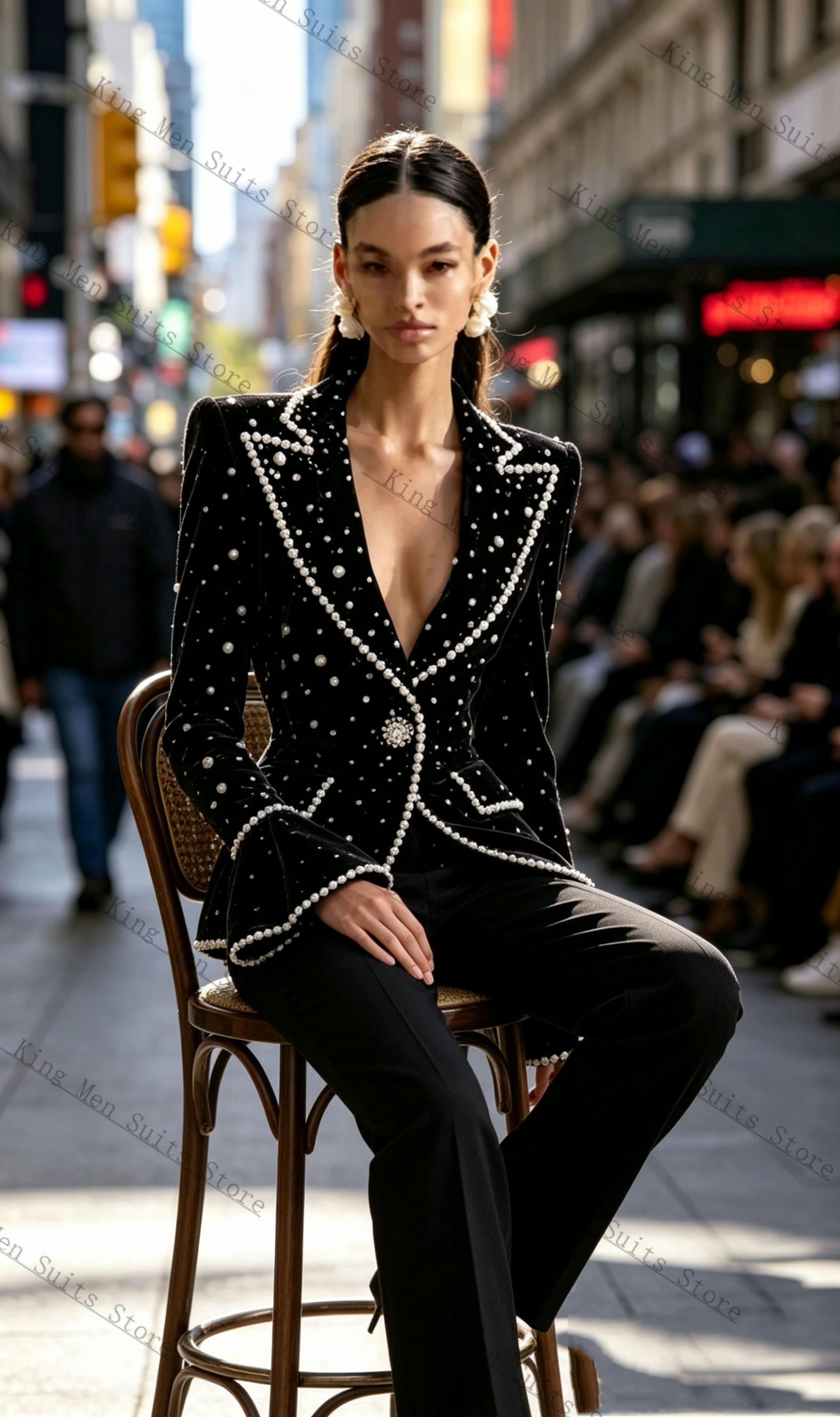 Pearls Black Formal Women Suit - Women Formal Wear With Black Blazer recension och pris