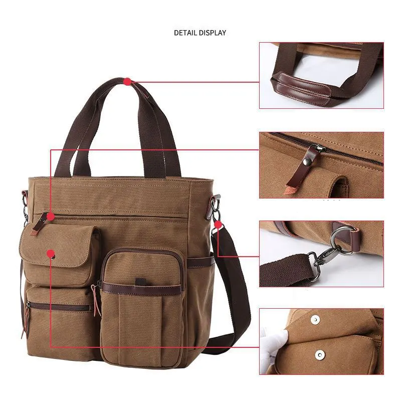 Men Canvas Messenger Bag Cross - Structured Handbag Work recension och pris