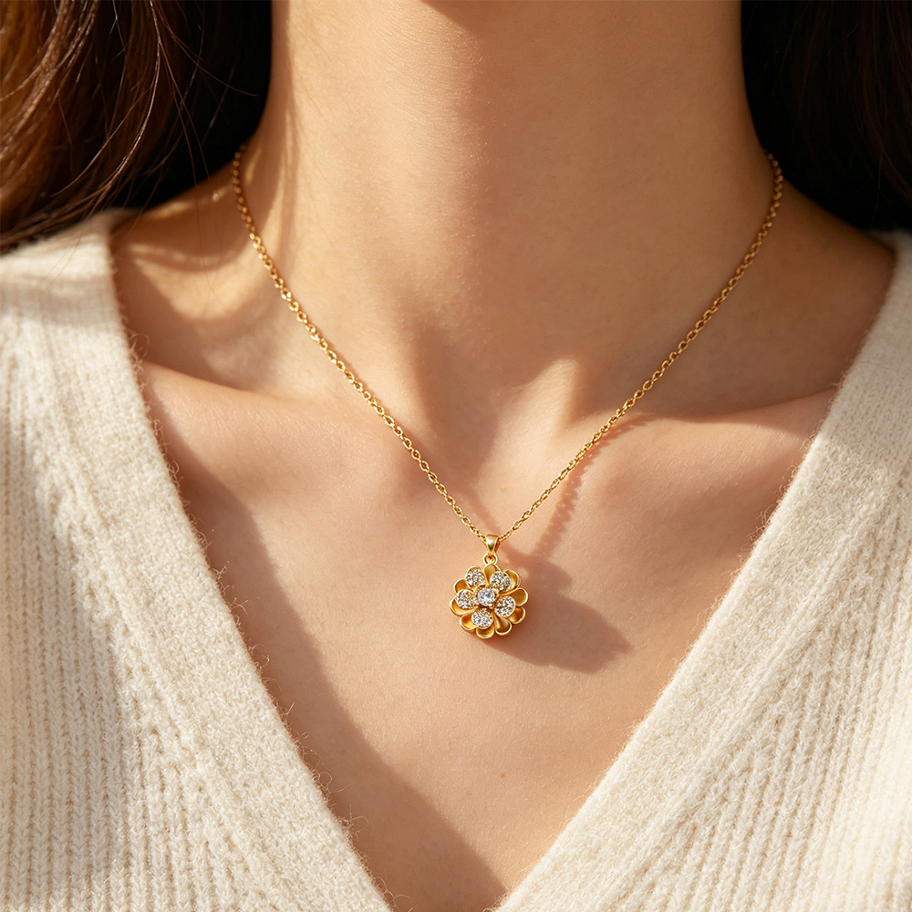 Layered Flower Pendant Necklac - Women Formal Wear For Meeting recension och pris